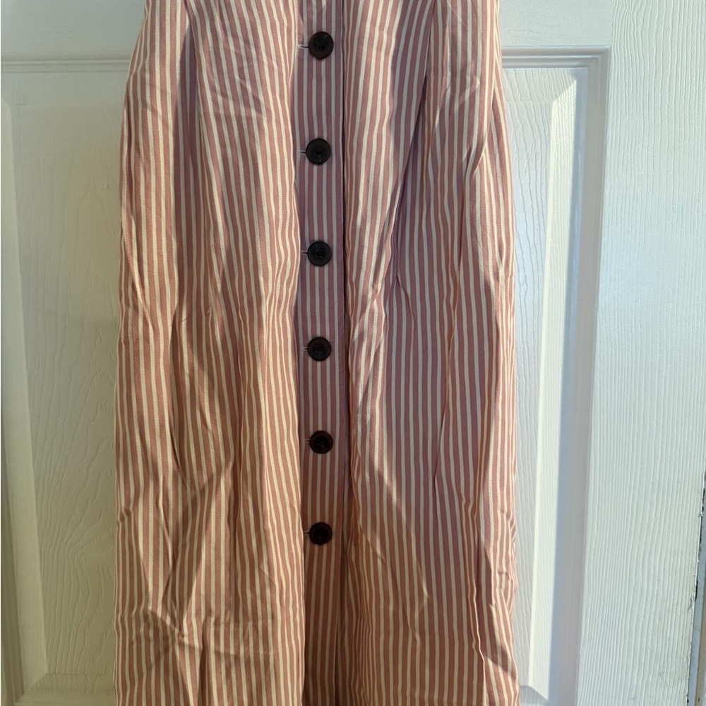 Talbots Pink & White Stripe Button-Front Skirt — Size 12